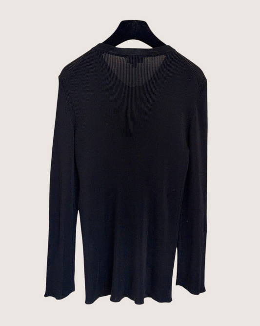 Chanel 26A Ribbed Cardigan Black FR 40