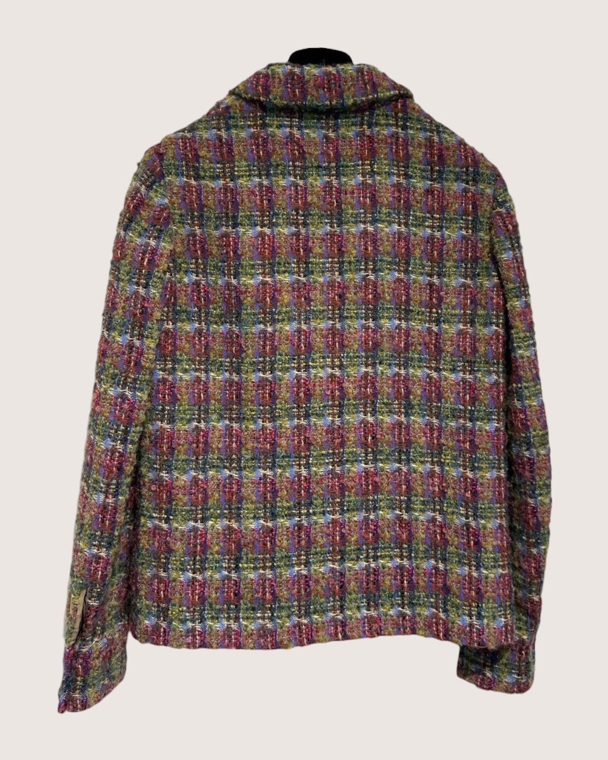 Chanel 22K Plaid Tweed Jacket Red, Green, Multicolor FR 34