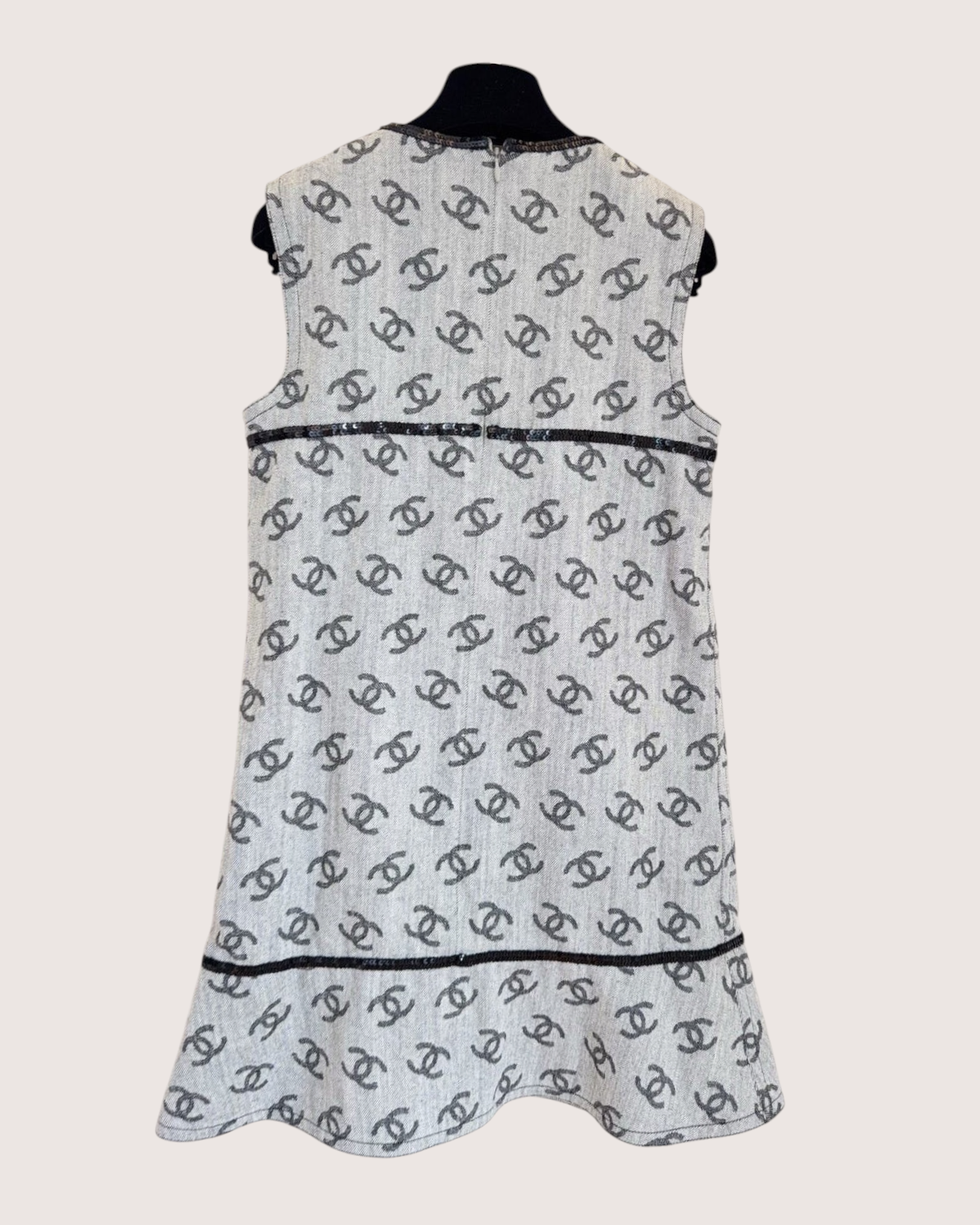 Chanel 22S Denim CC Logo Mini Dress Grey, Black FR 34