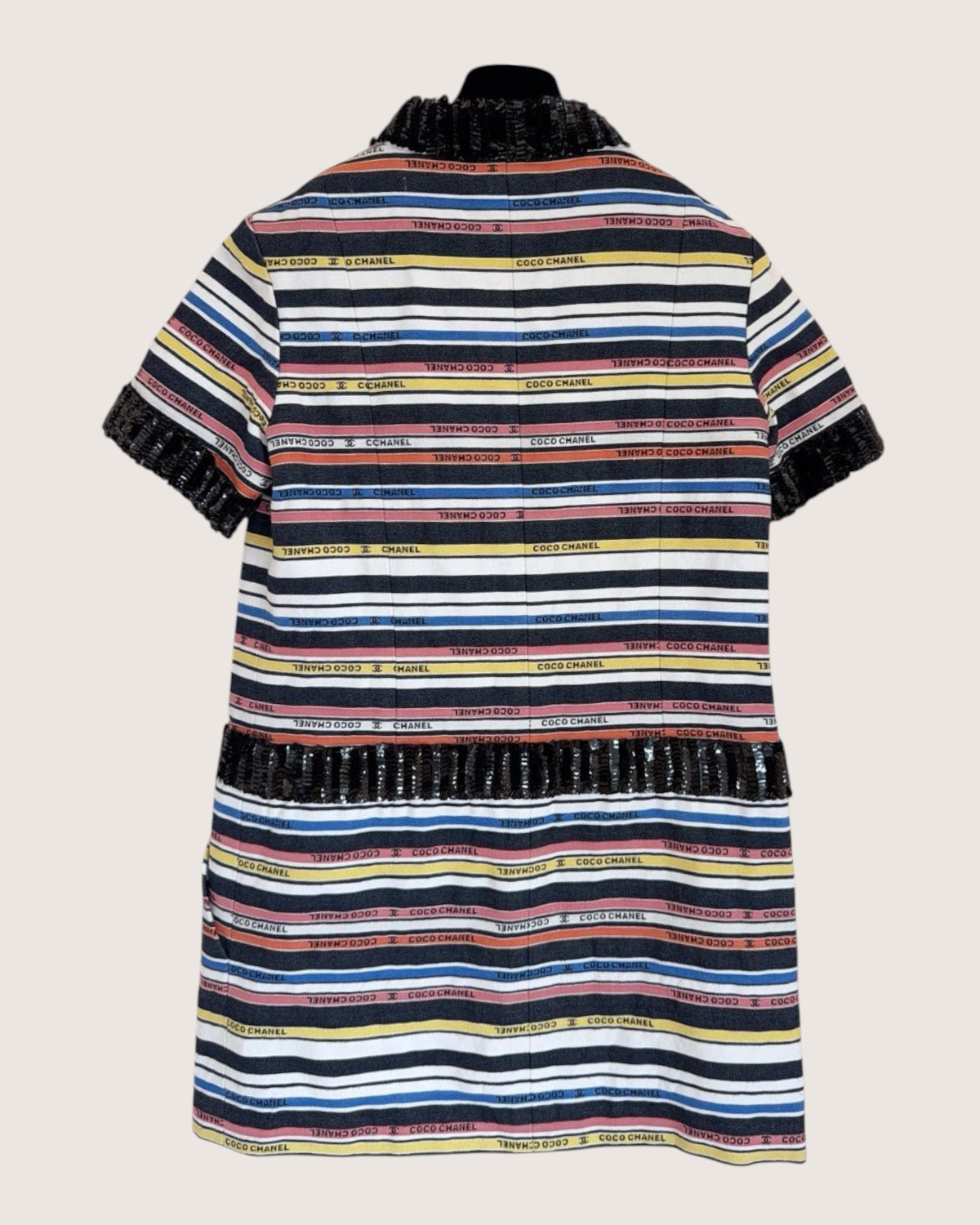 Chanel 22S Striped Mini Dress Navy, Pink, Multicolor FR 38