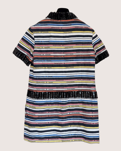 Chanel 22S Striped Mini Dress Navy, Pink, Multicolor FR 38