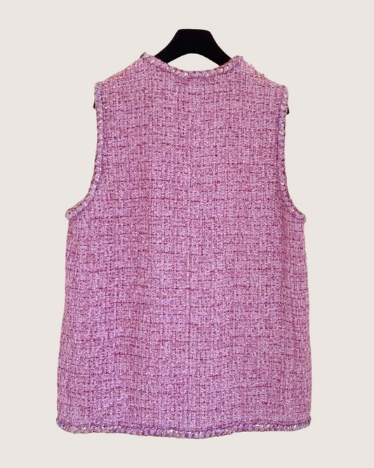 Chanel 22P Tweed Four-Pocket Vest Pink, Purple, Multicolor FR 42