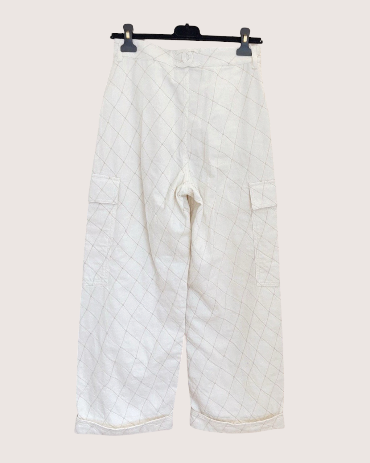 Chanel 26M Coco Beach Denim Wide-Leg Jeans White FR 38