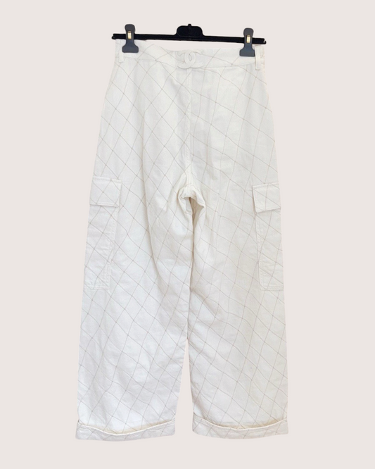 Chanel 26M Coco Beach Denim Wide-Leg Jeans White FR 38
