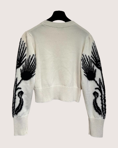 Chanel 21A Floral Sleeves Cashmere Sweater