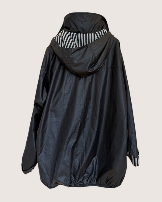 Chanel Striped Hooded Jacket Black, White FR 36