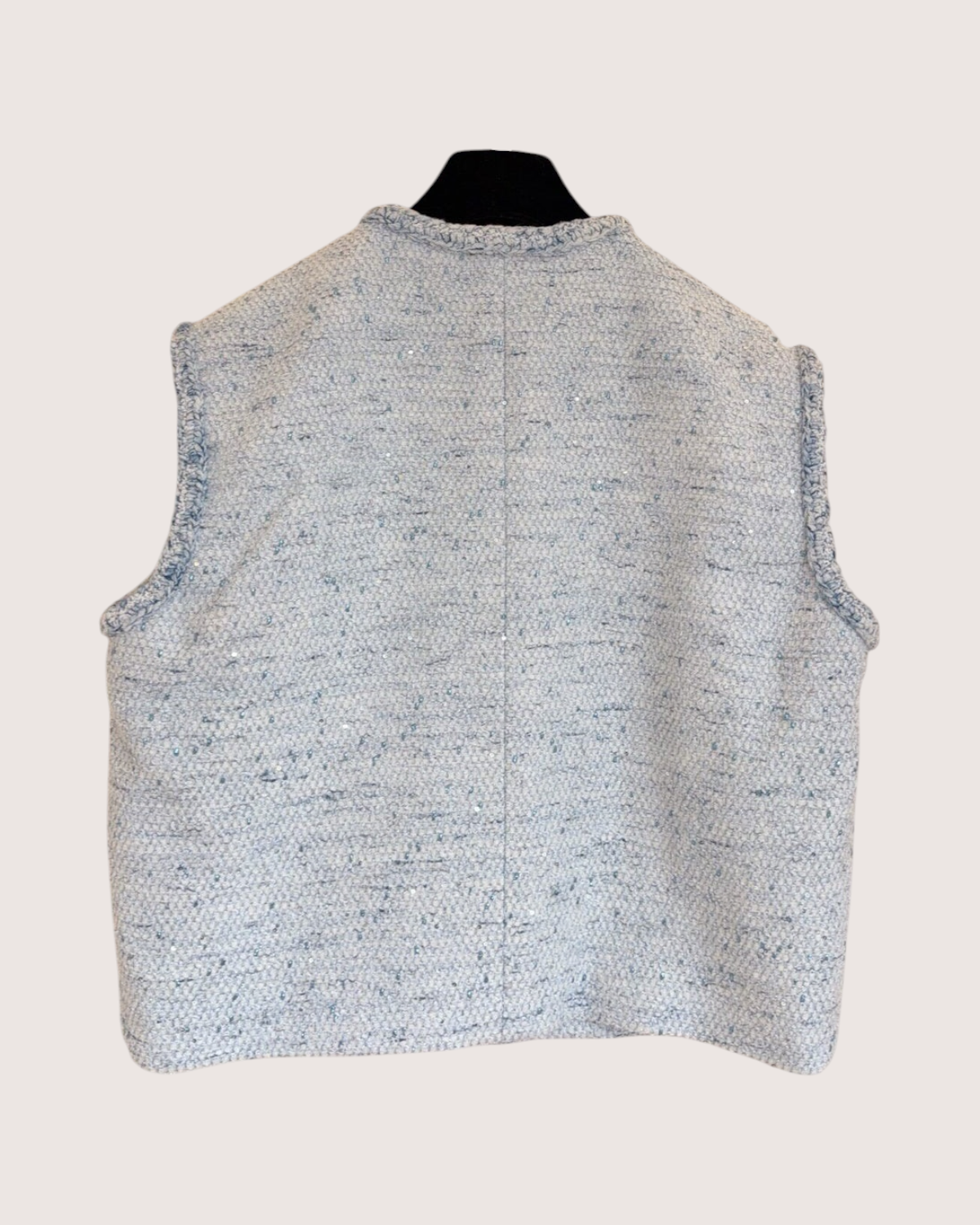 Chanel 26P Sequin Tweed Vest Blue, White FR 34