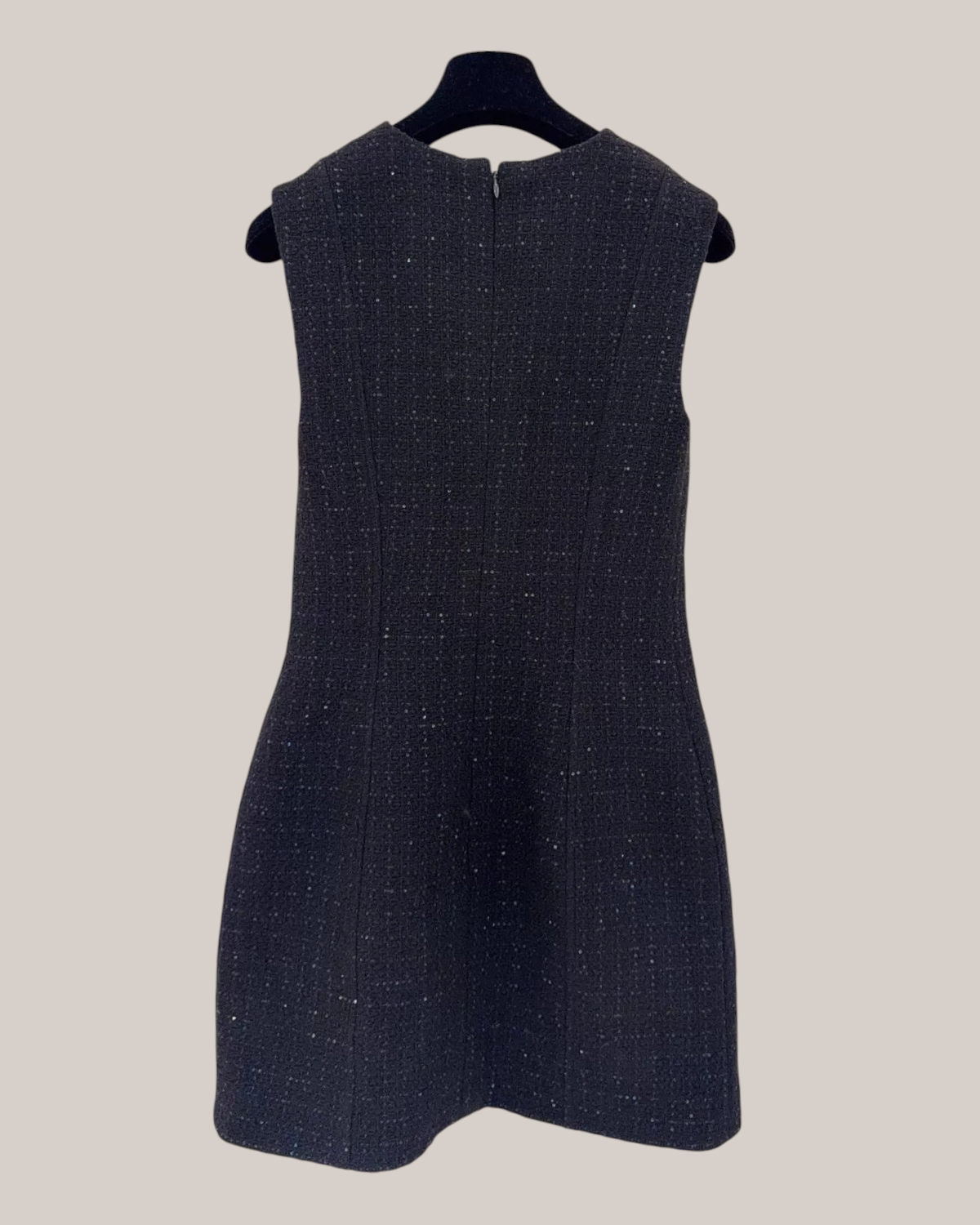 Chanel 25K Bow Tweed Sleeveless Dress Black FR 34