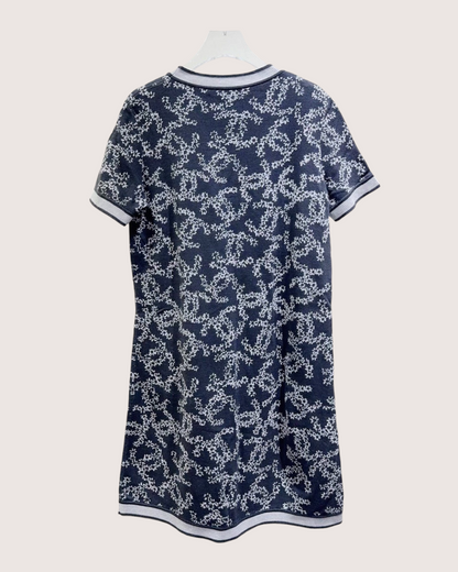 Chanel 19P CC Floral Mini Dress Navy, White FR 38