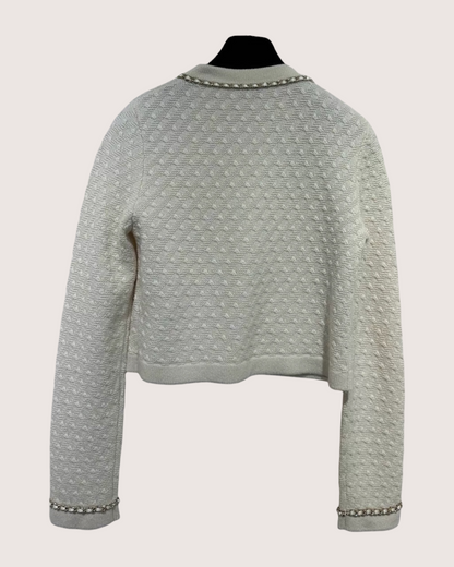 Chanel 23B Gold Chain-Trim Cashmere Cardigan