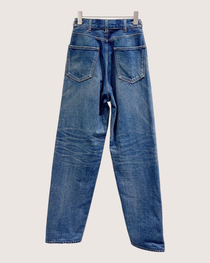Celine Denim Wide-Leg Gold-Buckle Jeans Blue W28