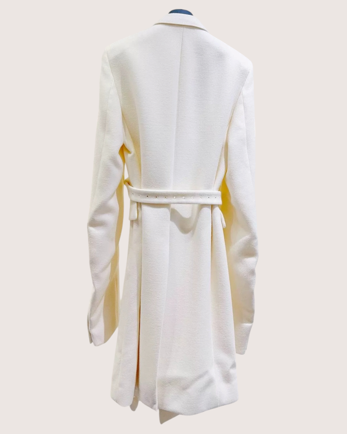 Louis Vuitton Belted Wool Coat White FR 50
