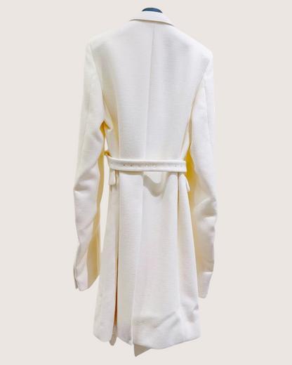 Louis Vuitton Belted Wool Coat White FR 50