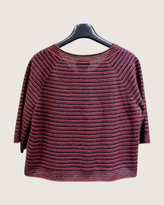 Chanel 15P Striped Cropped Sweater Red, Navy, Multicolor FR 36