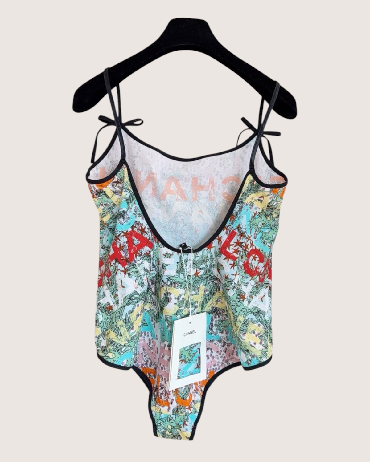 Chanel 26M Coco Beach Graffiti One-Piece Swimsuit Red, Green, Multicolor FR 36