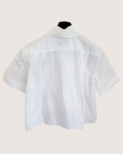 Chanel 19S Logo Short-Sleeve Pocket Shirt White, Black FR 34
