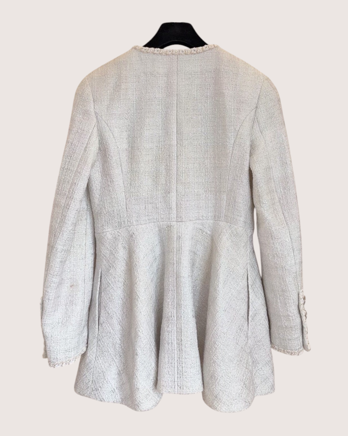 Chanel 23S Flared Tweed Jacket White, Silver FR 34