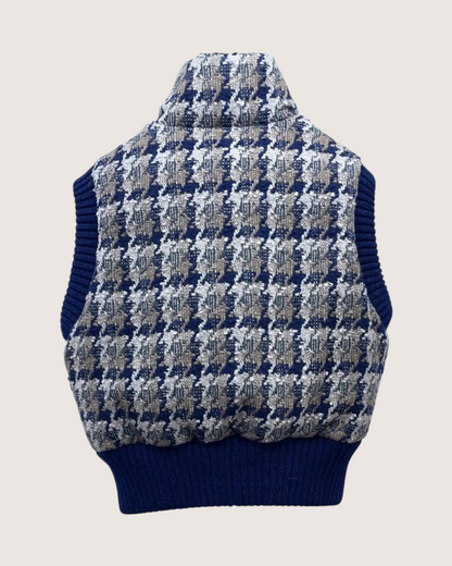Chanel 24N Coco Neige Houndstooth Tweed Vest Beige/Ecru, Navy FR 36