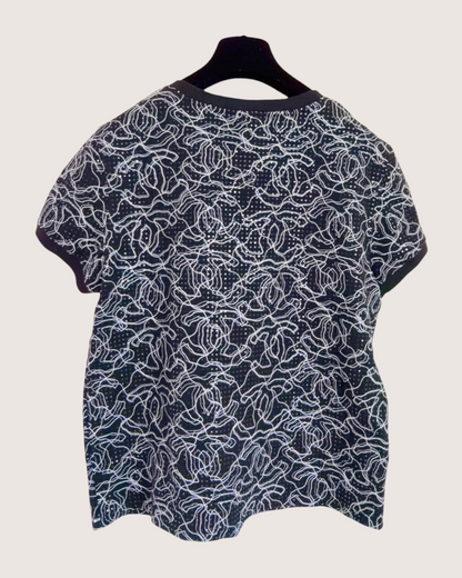 Chanel 25C CC Logos T-Shirt Black, White FR 38