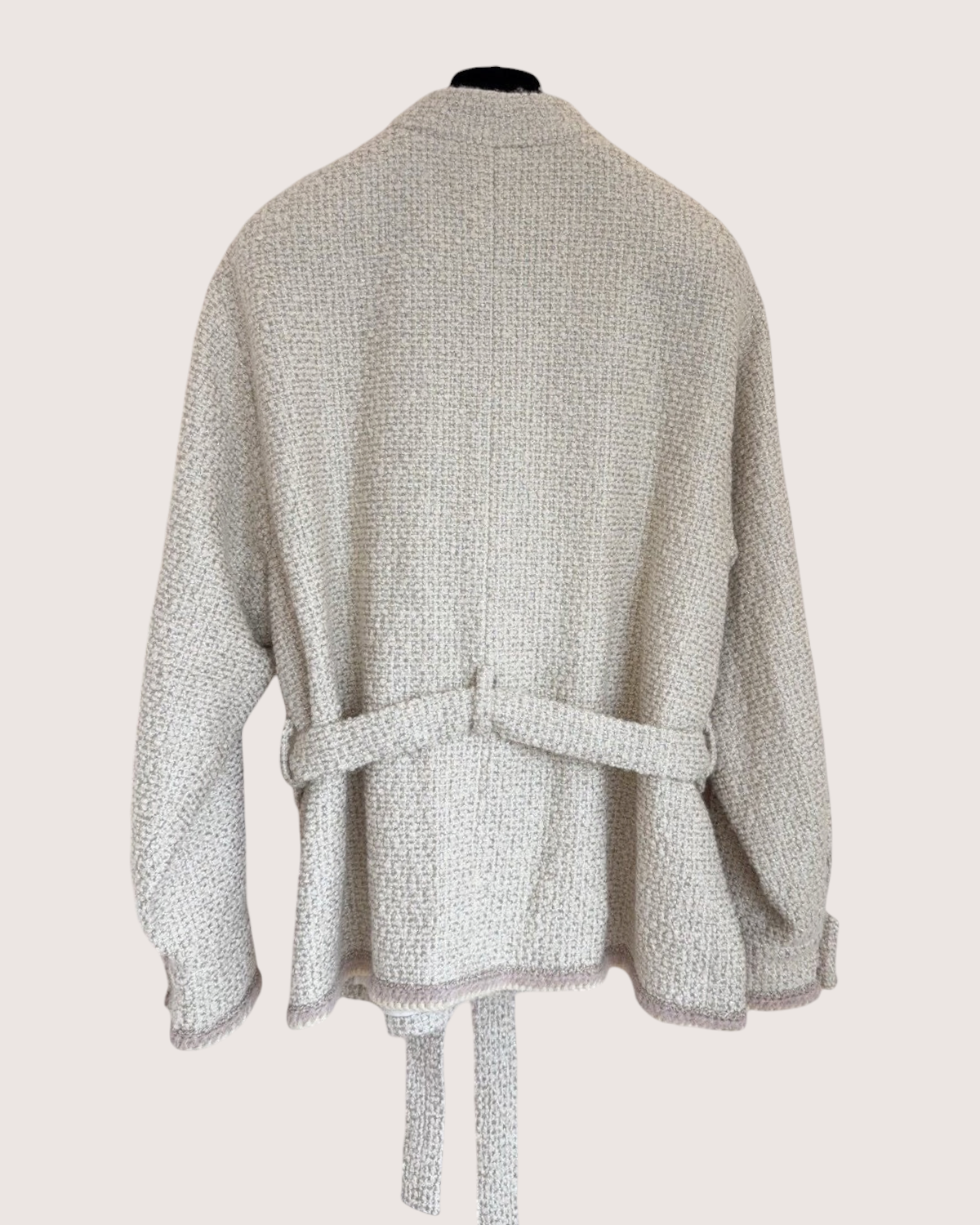 Chanel 24K Belted Tweed Jacket Beige/Ecru, Pink FR 40
