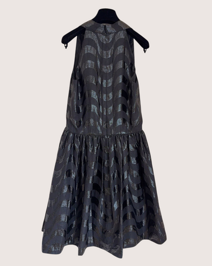 Chanel 21P Jacquard Mid-Length Dress Black, Silver FR 38