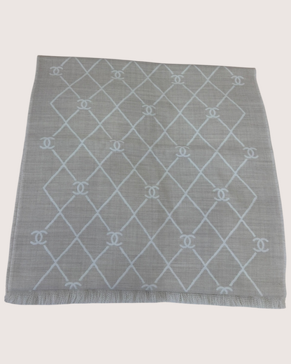 Chanel 26P Quilted Plaid Scarf Beige/Ecru, White One Size