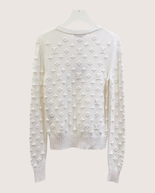 Louis Vuitton Cashmere Monogram Sweater - White, view 2