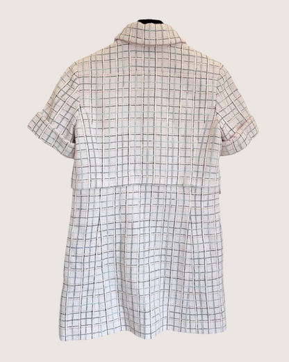 Chanel 25C Checked Tweed Mini Dress Pink, White, Black FR 34