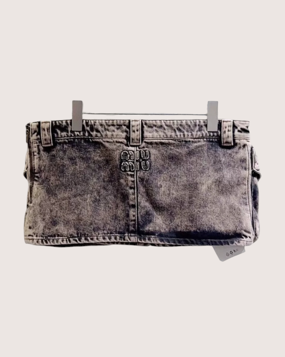 Miu Miu Logo Denim Mini Skirt Grey, Black FR 38