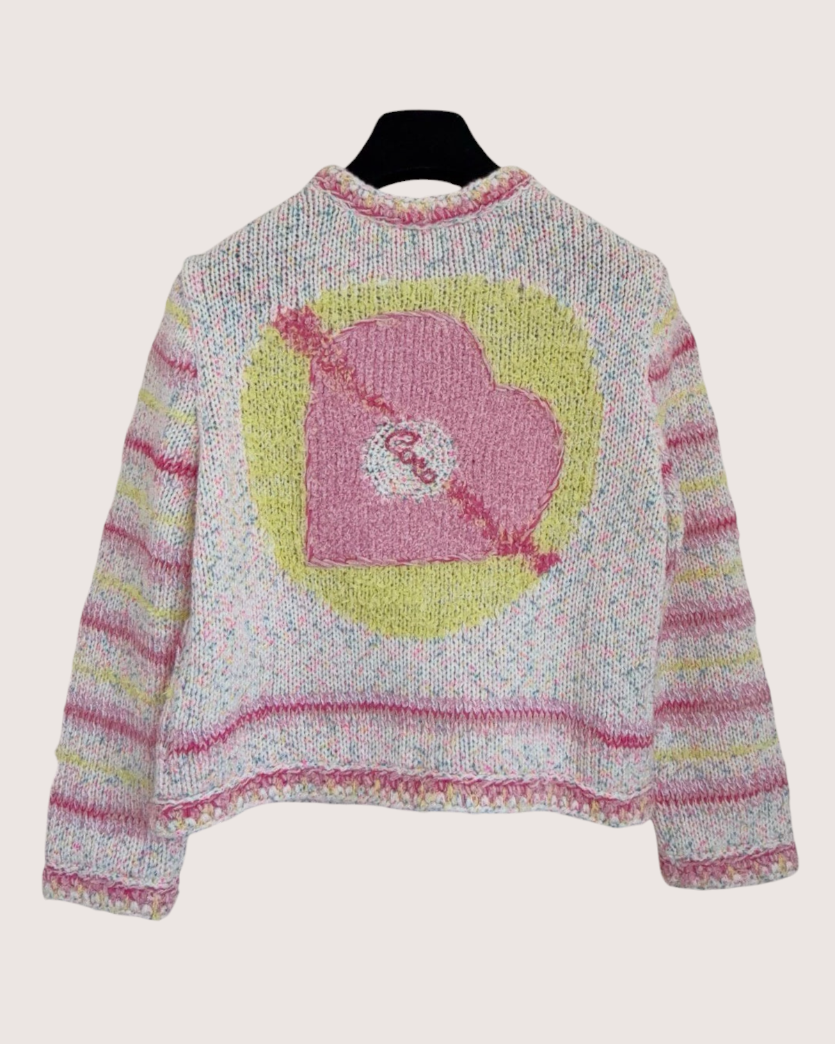 Chanel 24C Striped Cardigan Pink, White, Yellow, Multicolor FR 40