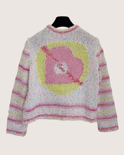 Chanel 24C Striped Cardigan Pink, White, Yellow, Multicolor FR 40