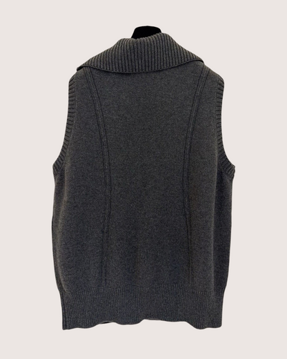 Chanel 24A Cashmere Zip-Up Collared Vest Grey FR 40