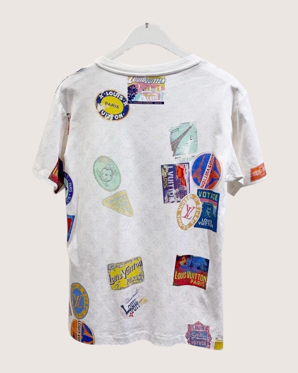 Louis Vuitton Sticker-Print T-Shirt White, Multicolor FR 34