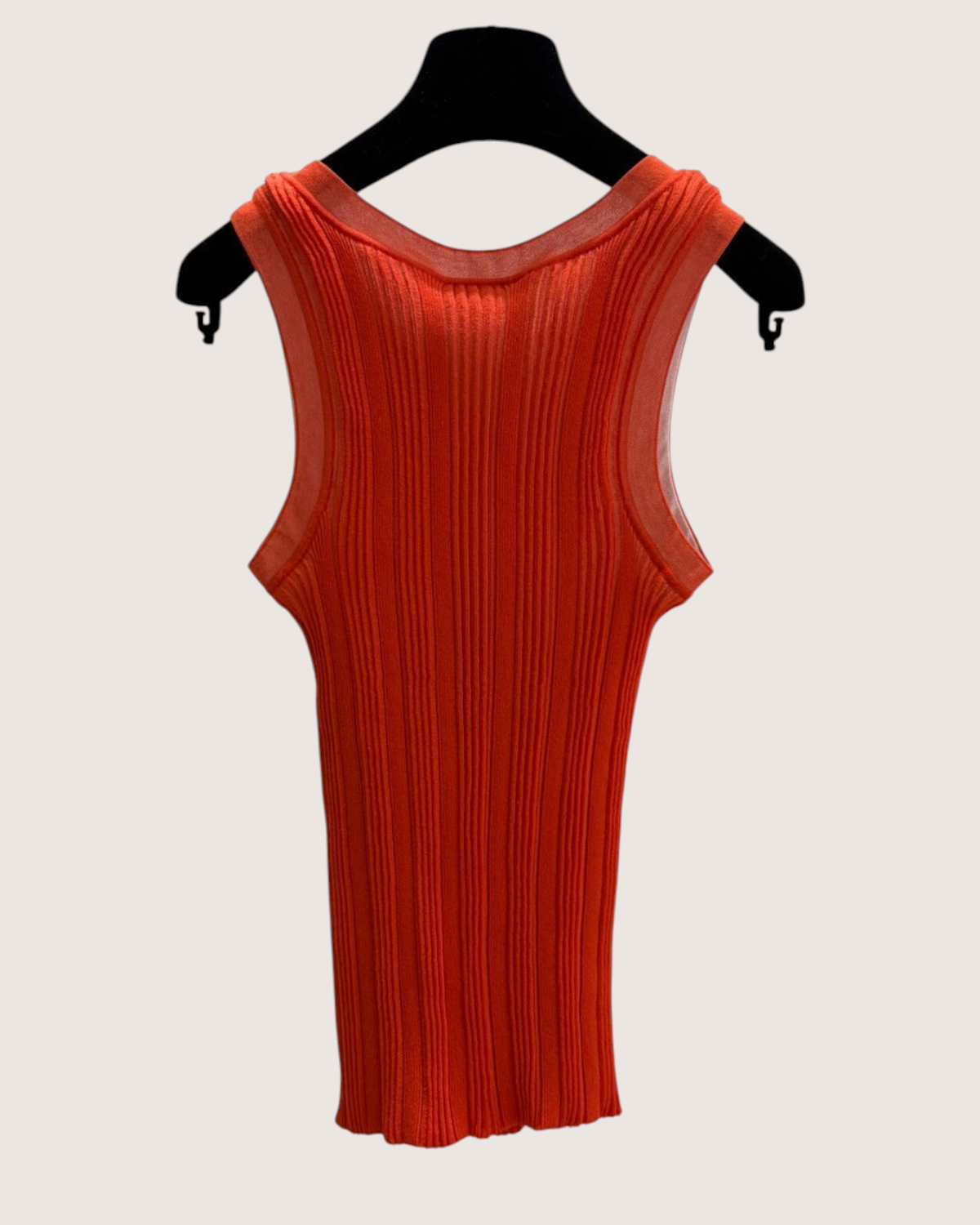 Chanel 26M Coco Beach Ribbed CC Tank Top Orange FR 38
