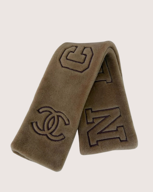 Chanel 24N Coco Neige Shearling Logo Scarf - Brown, view 2