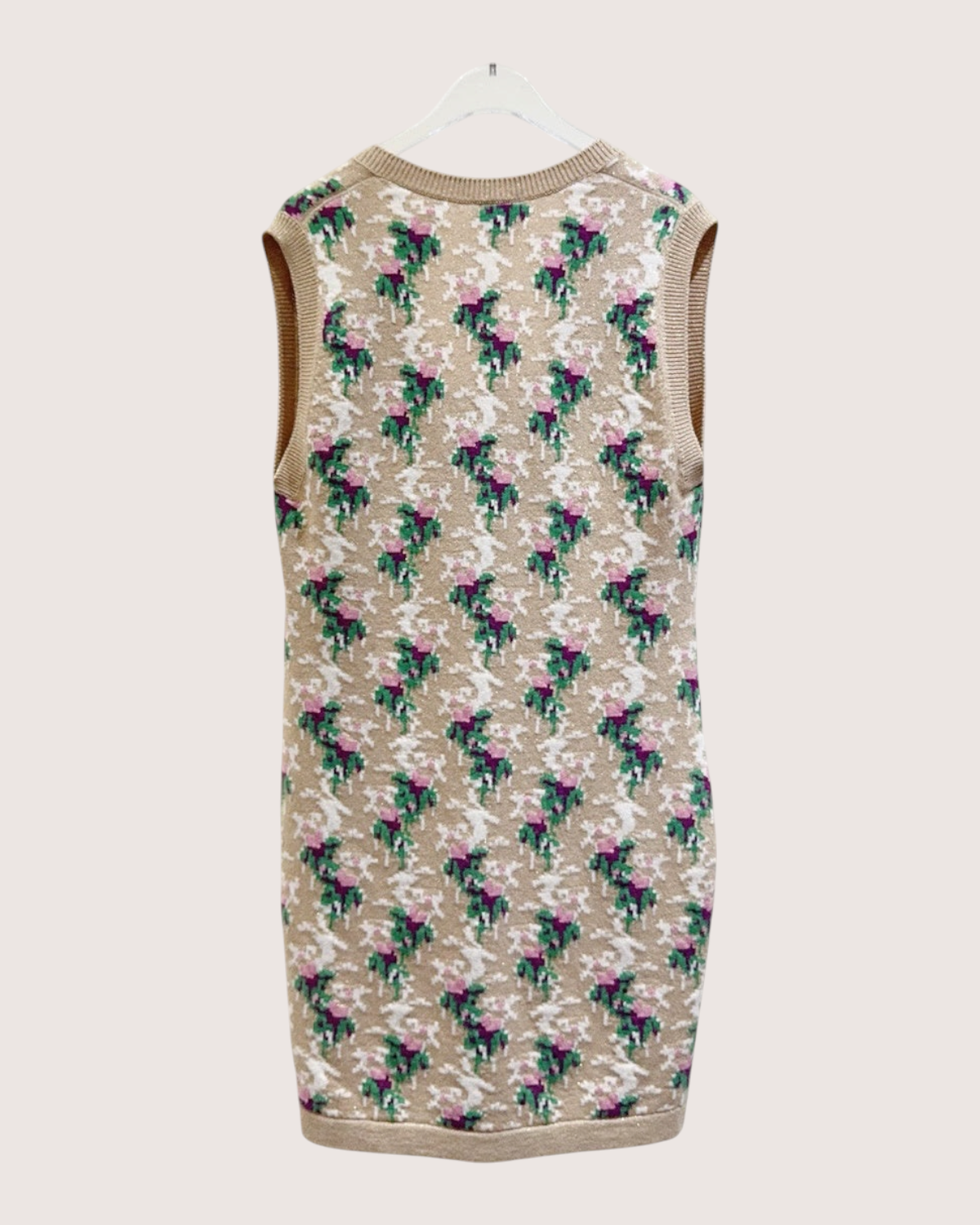 Chanel Floral Pocket Dress Beige/Ecru, Pink, Green, Multicolor FR 36