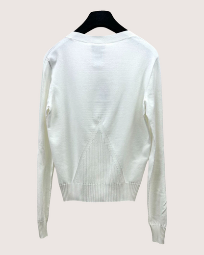 Chanel 24B Openwork Panelled Cardigan White FR 38