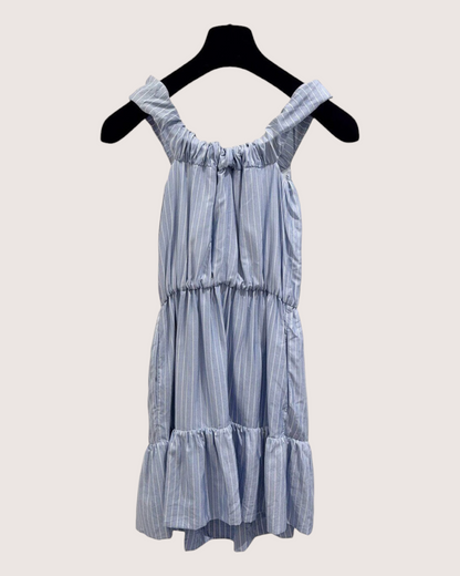 Celine Striped Tiered Mini Dress Blue, White FR 34