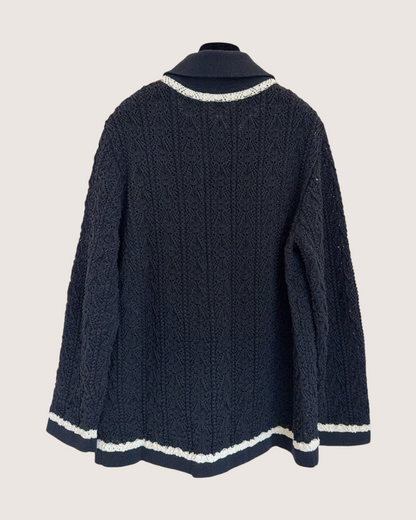 Chanel 24P Openwork Cardigan Black, Beige/Ecru FR 38
