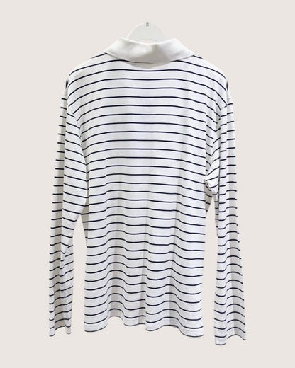 Miu Miu Striped Long-Sleeve Top White, Navy FR 34