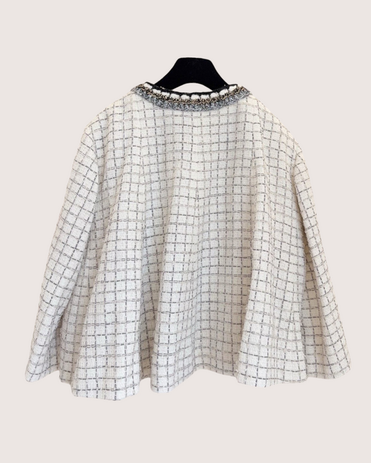 Chanel 25S Tweed Cropped Jacket Beige/Ecru, Black, Multicolor FR 40