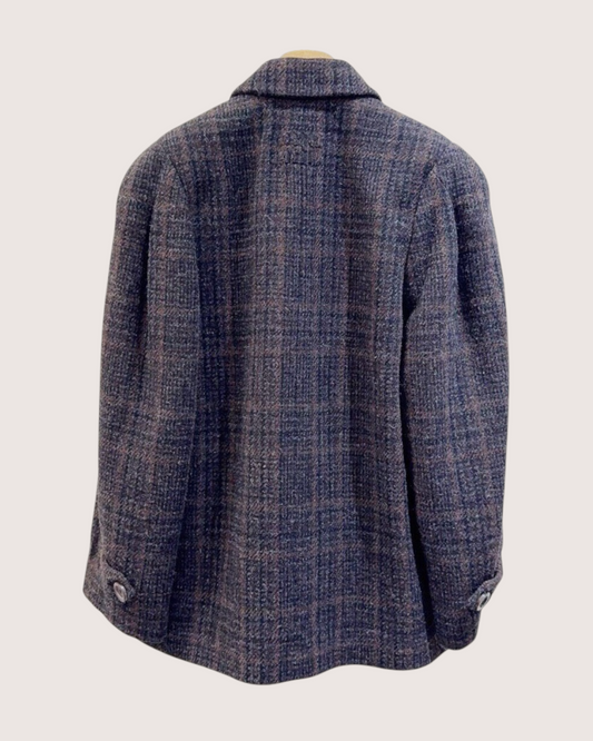 Miu Miu Double-Breasted Checked Tweed Jacket Navy, Grey, Brown IT 38