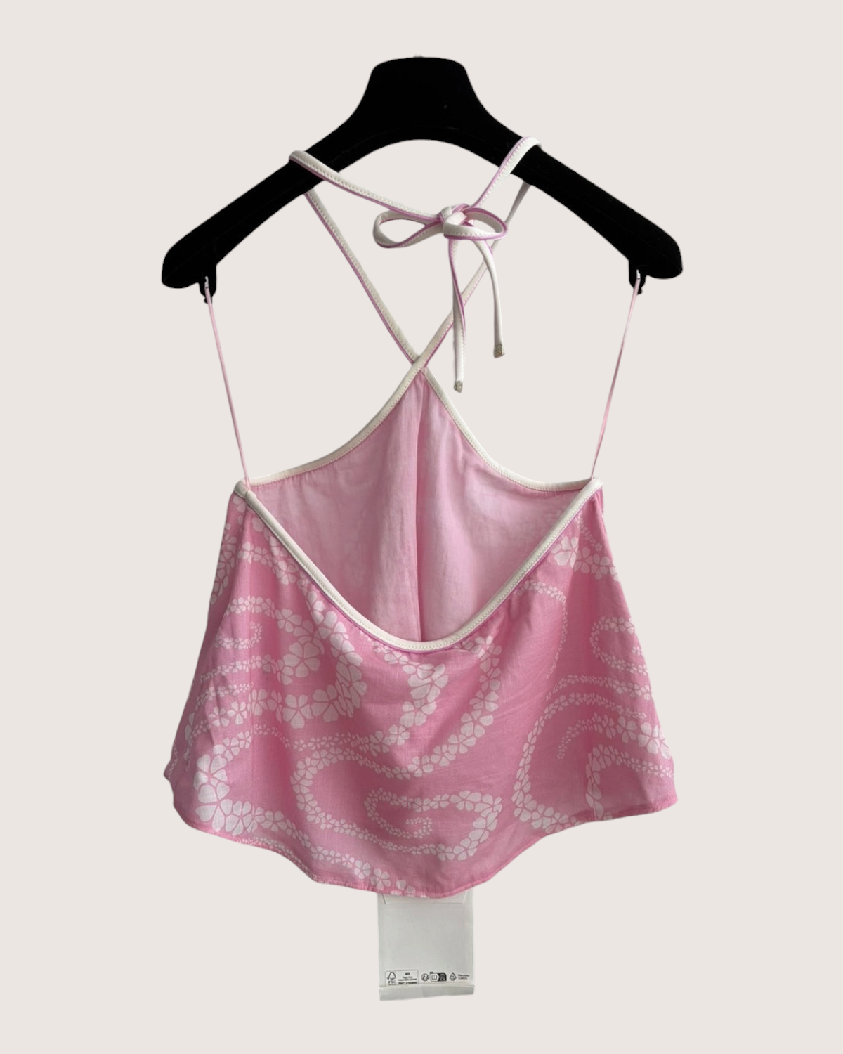 Chanel 25M Coco Beach Tie Top Pink, White FR 36