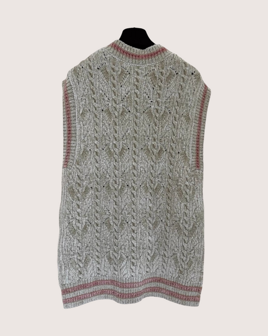 Chanel 22B ‘5’ Embroidered Vest Beige/Ecru, Pink FR 36 - view 2