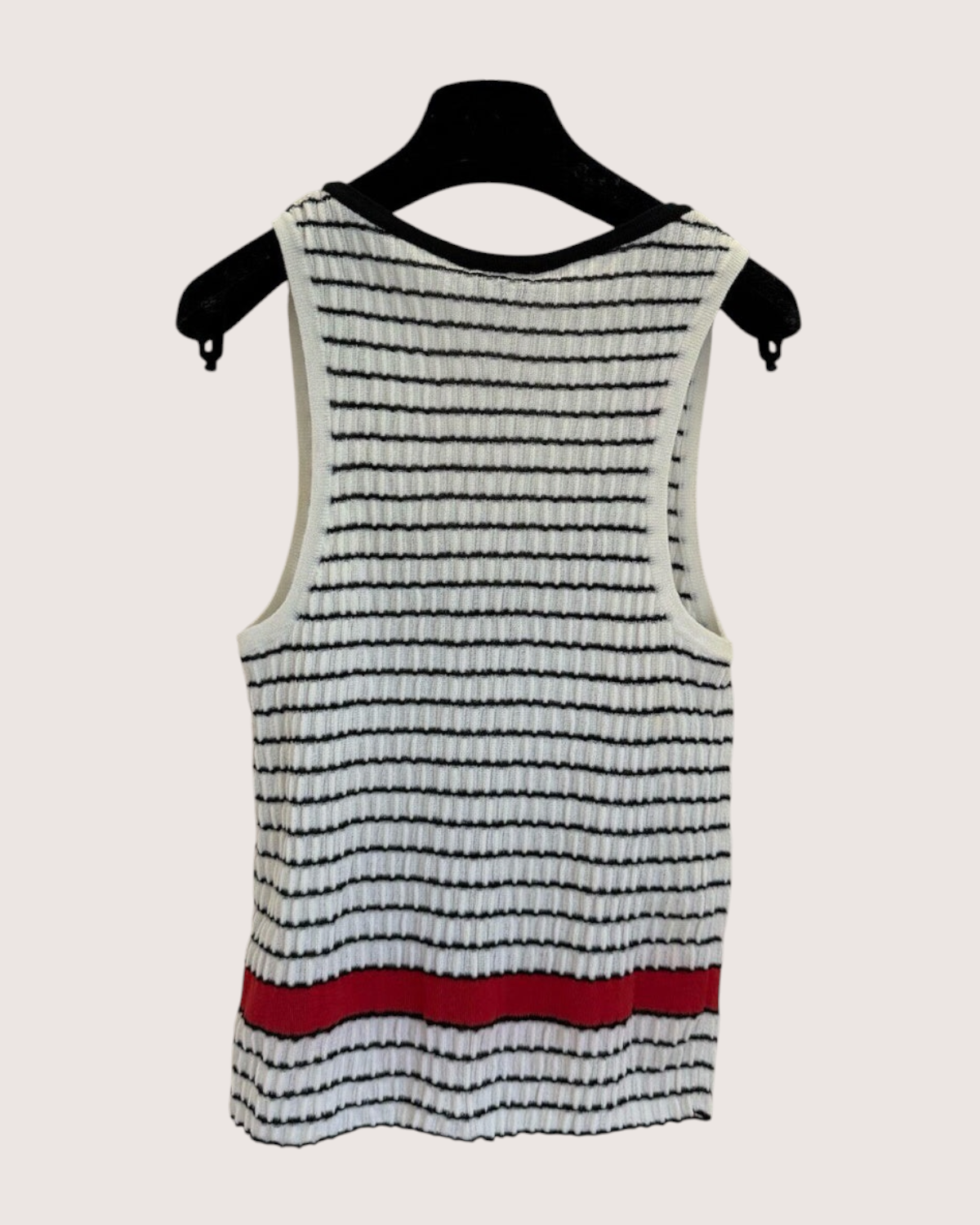 Chanel 24P Striped CC Tank Top White, Black, Red FR 38