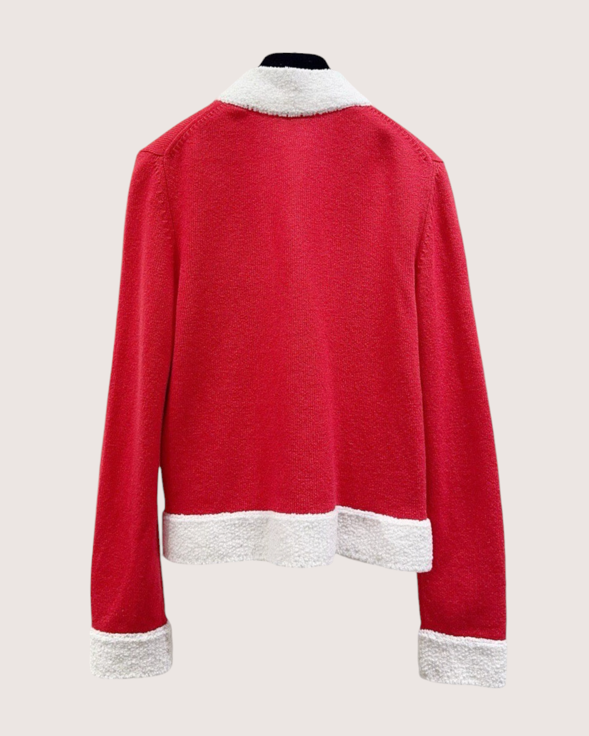 Chanel 19K Bouclé-Trim Cardigan Red, White FR 34