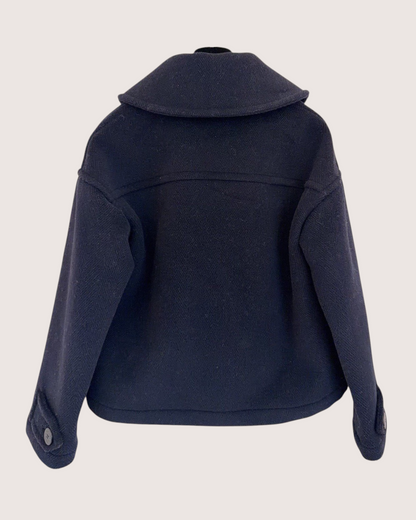Hermès Wool Hooded Jacket Navy, Yellow FR 34