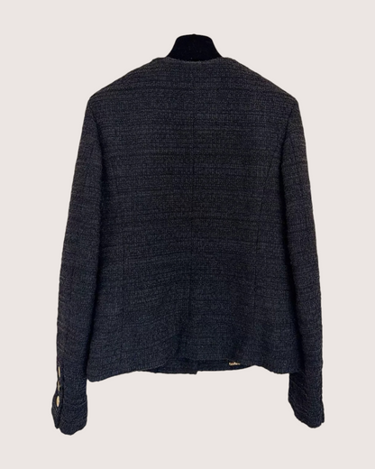 Chanel 23A Tweed Jacket Black FR 36