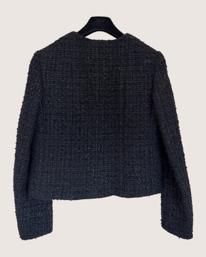 Chanel 21K Shimmer Tweed Jacket Black FR 36