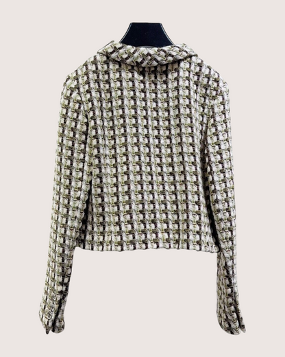 Chanel 23A Tweed Jacket Beige/Ecru, Green, Brown, Multicolor FR 34